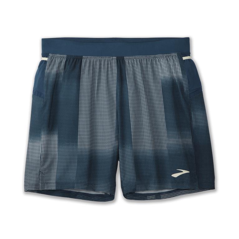 Brooks Sherpa 7 2-in-1 Running Shorts - Men's - Indigo Rush Altitude Print (12837-TANH)